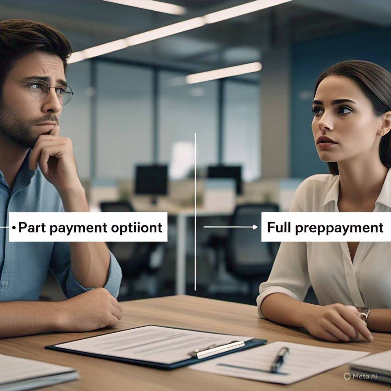 Visual comparison of part payment and full prepayment of a home loan