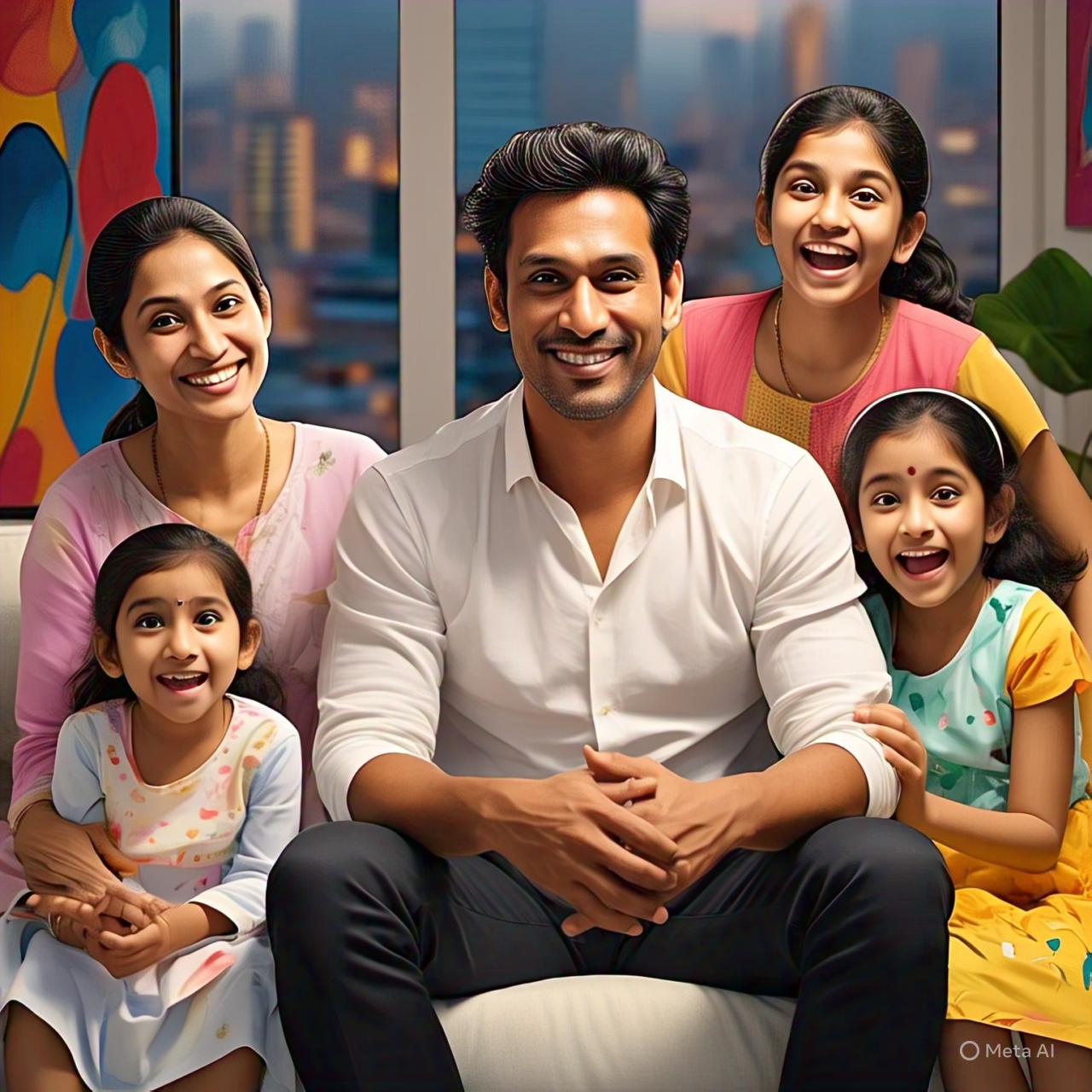 Family happily planning their home loan finances